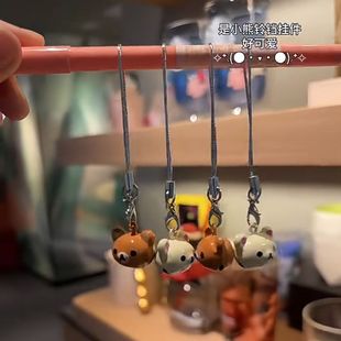 2025新款可爱轻松熊懒懒熊铃铛手机链治愈系挂件学生手机书包立体