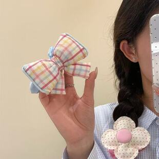 洋气公主风爆款水钻舞蹈ins韩系甜美布艺发肠圈可爱发圈格纹可爱