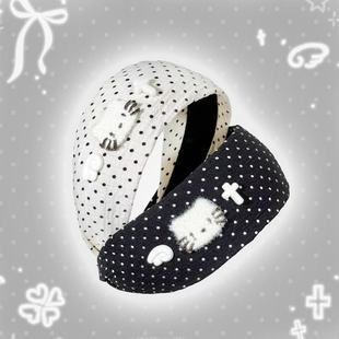 梦游小猫可爱波点萌系布艺发箍KT甜美发卡少女日系卡通发饰头饰