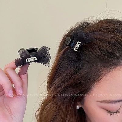 小公主诶~精致黑色蝴蝶结抓夹小号高级感发夹女侧边刘海夹子头饰