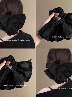 中古的法式~韩版气质黑色大肠发圈布艺肥肠圈时尚洋气裙摆盘发器