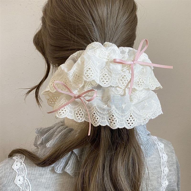 超仙芭蕾风丝带蕾丝大肠发圈