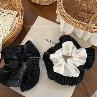 高颜值韩国法式发绳小众褶皱花边缎面大肠发饰发圈高级时尚头饰女