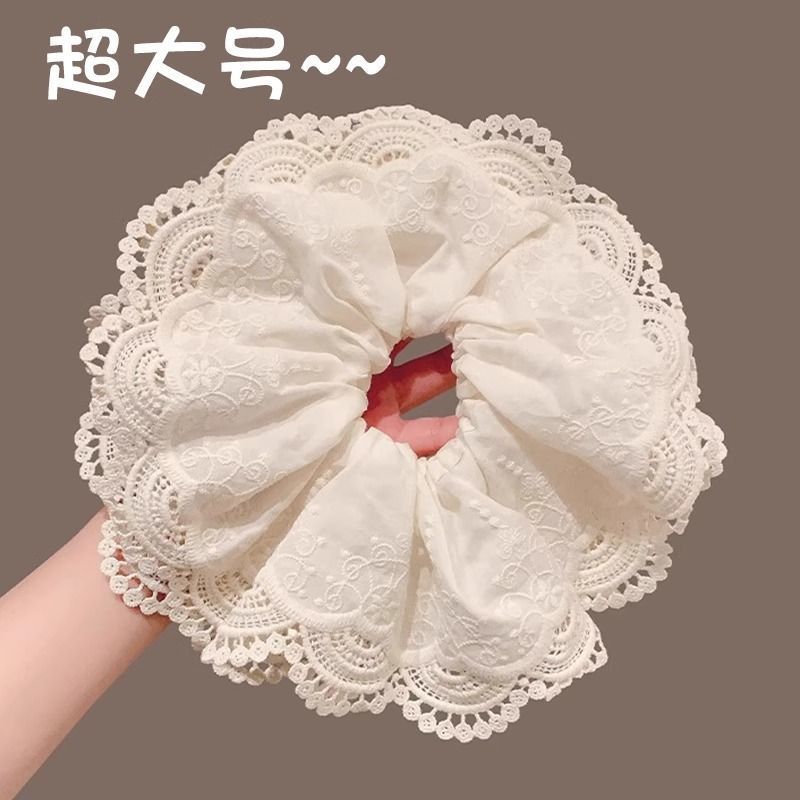 超大大肠发圈韩系白色蕾丝花边头绳女2025新款高级感森系扎头发绳