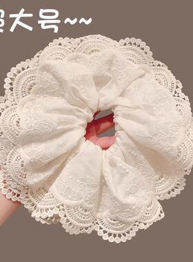 超大大肠发圈韩系白色蕾丝花边头绳女2025新款高级感森系扎头发绳