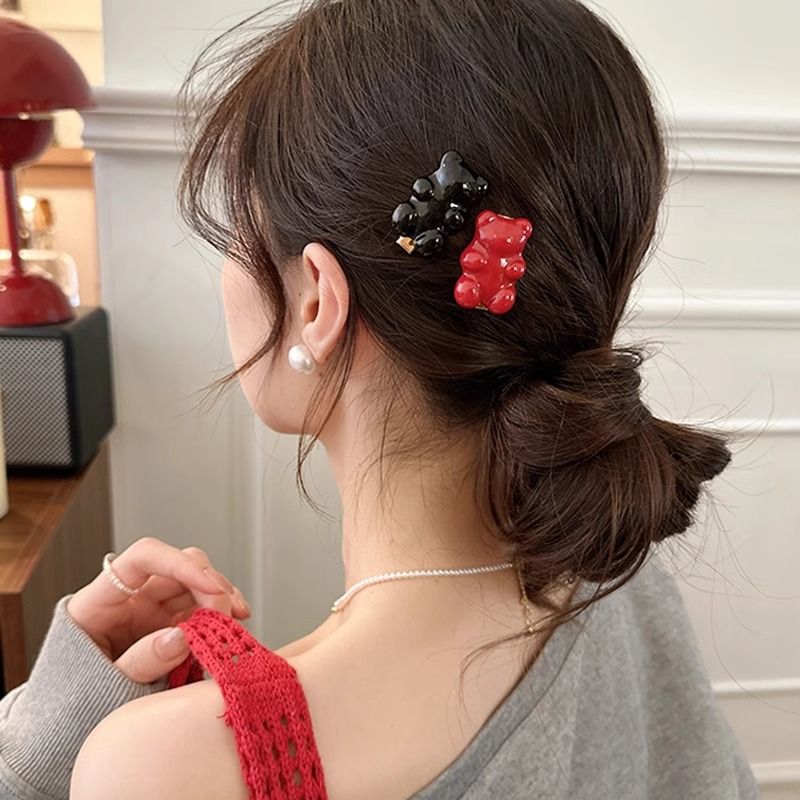 新款夹子小熊耳边发卡女士前额刘海高端高级感软糖头饰发夹侧边