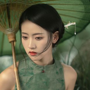 仿碧玉竹子 高级感古风流苏盘发簪 清冷感醋酸国风竹节簪子新中式