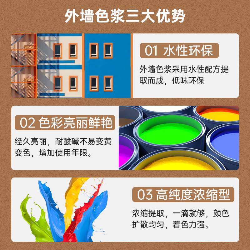 外墙色浆水性外墙漆涂料专用黑色色浆防晒不褪色乳胶漆调色剂