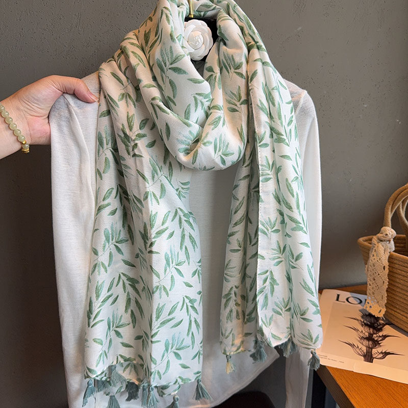 竹影青幽叶棉麻围巾女百搭旅游防晒遮阳薄款纱巾沙滩巾包头披肩夏,服饰配件/皮带/帽子/围巾,围巾/丝巾/披肩,淘宝优惠券,粉丝福利购,淘宝优惠卷