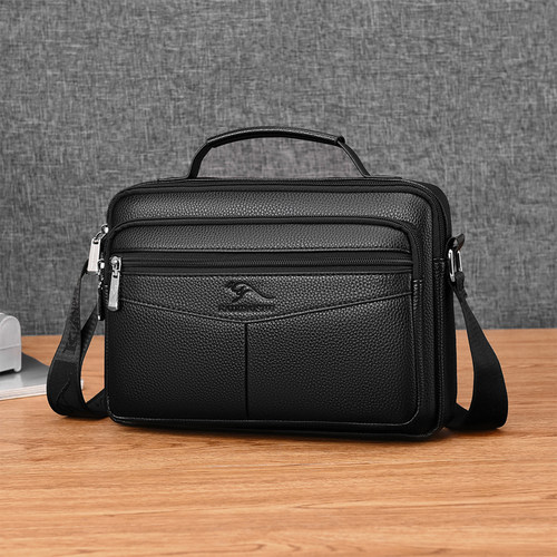 新款真皮男士商务大容量斜挎包