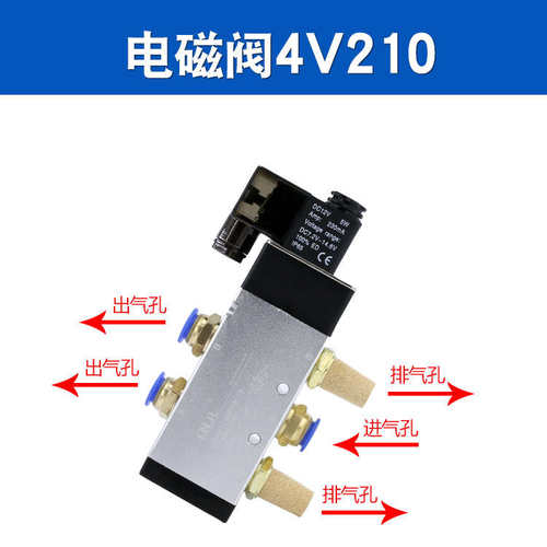 气动电磁阀4V410-15二位五通220V气阀控制阀开关电子阀线圈DC24V