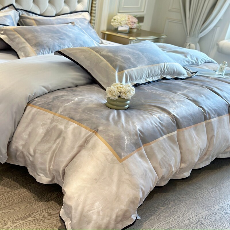 欧式轻奢140支双面冰丝四件套凉感被套天丝床单夏季真丝床上用品4