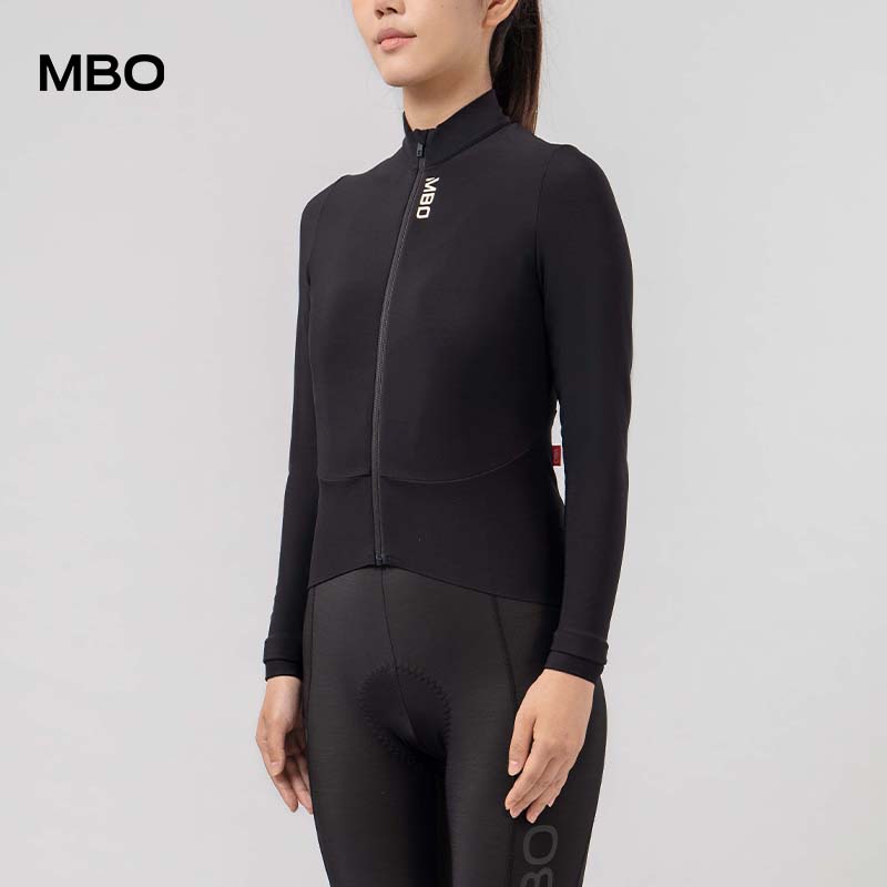 MBO女子气质抓绒骑行服流沙黑色秋冬保暖公路车骑行外套