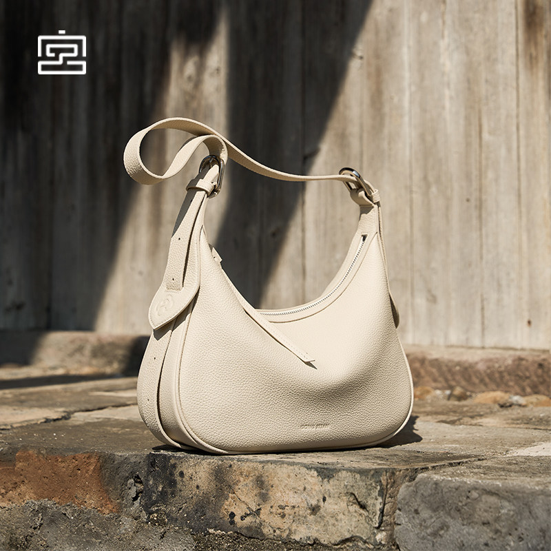 宫选揽月包 2025新款头层牛皮月牙包腋下包半月通勤单肩斜挎包