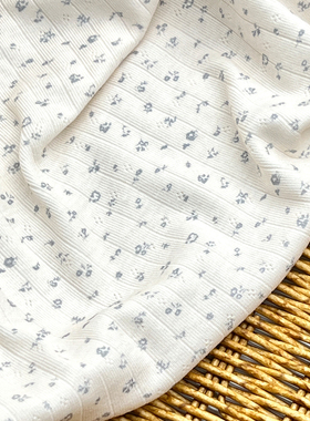 韩系迷你小碎花灰蓝色针织娃衣BJD手工发圈bm风面料50*180cm