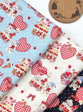 原创插画小狗冰淇淋8安细帆布纯棉手工包包宠物面料