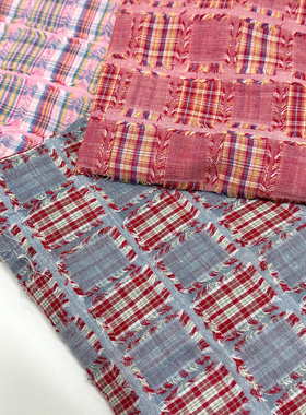 全棉色织流苏格纹BJD小布娃衣面料148*50cm