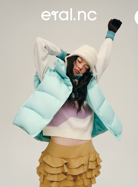 eral nc漫游003城市运动廓形感龟背立领马甲羽绒背心舒适保暖女生