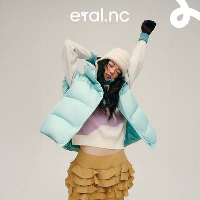 eral nc漫游003城市运动廓形感龟背立领马甲羽绒背心舒适保暖女生