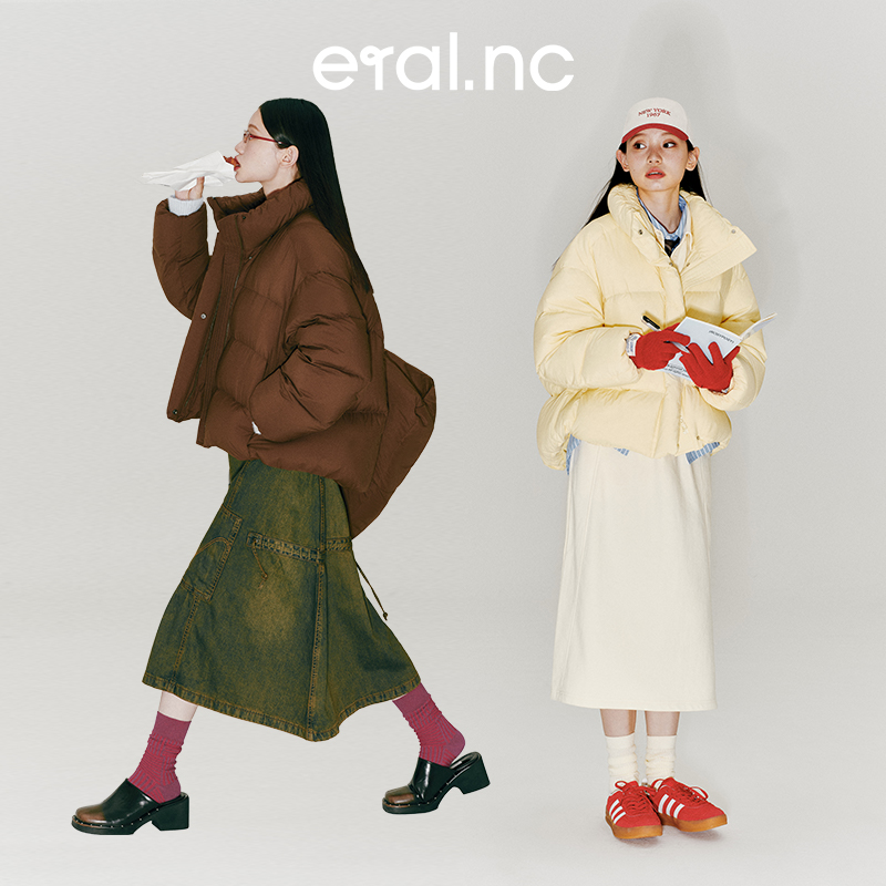 漫游001 eralnc短款羽绒服女2023年新款秋冬独特加厚鸭绒时尚外套