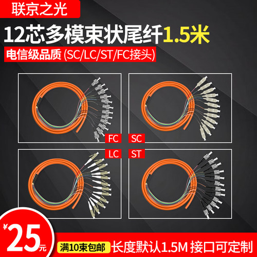 12芯束状尾纤多模LC/SC/FC束状纤