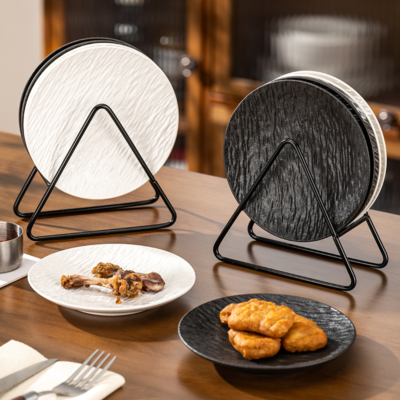 纯色高级感岩石纹陶瓷吐骨碟家用