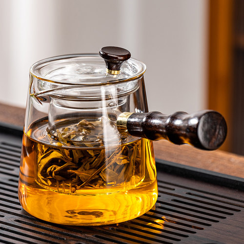 侧把茶壶玻璃耐高温家用高档煮茶水分离单壶泡功夫茶具专用一套装