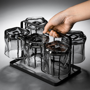 高级感扭扭玻璃水杯套装客厅家用耐热待客高颜值喝酒饮料果汁杯子