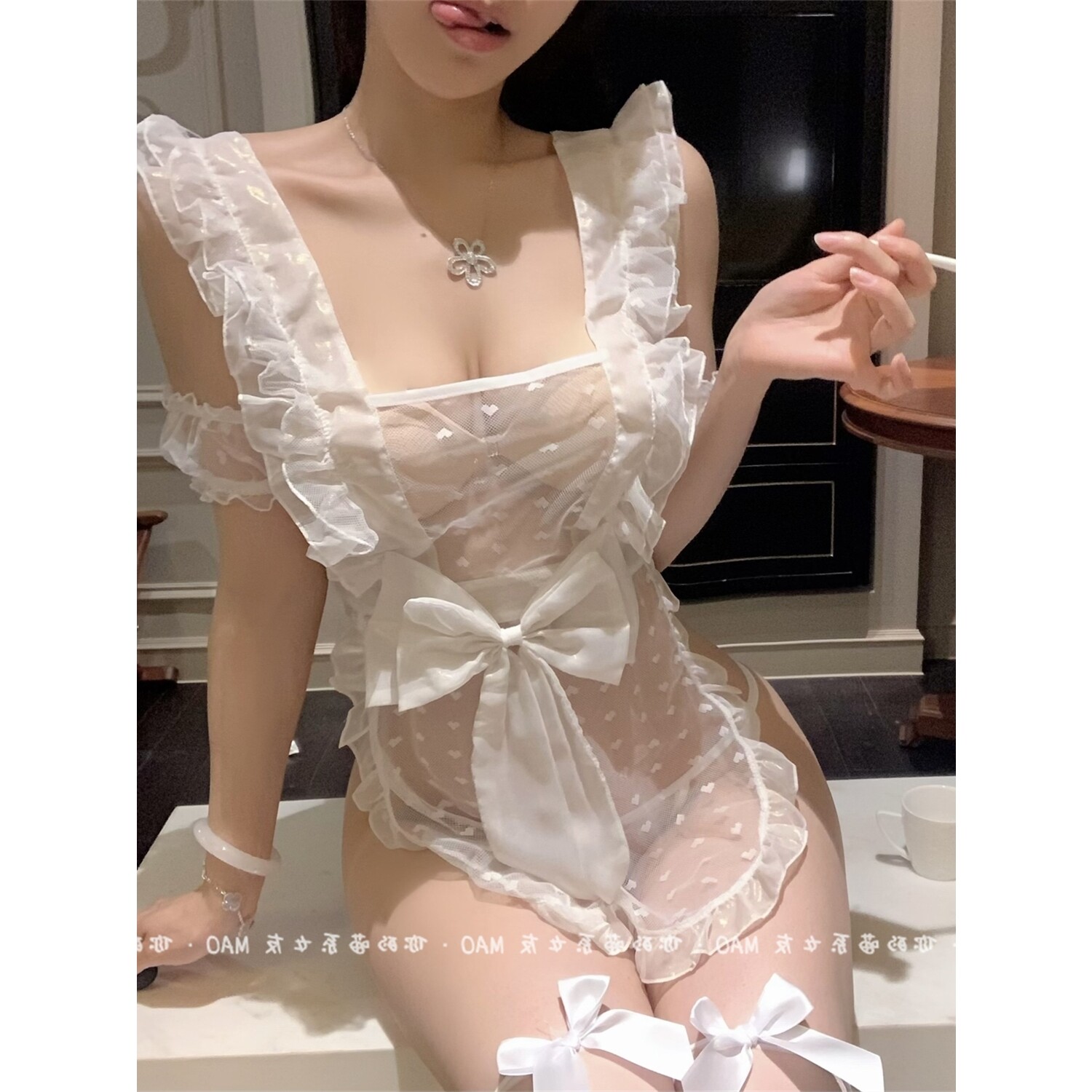 甜恋少萝*纯欲厨娘蕾丝波点荷叶