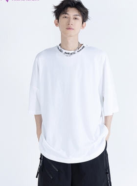 RARE ATOM官方白色t恤简约字母印花宽松圆领休闲情侣短袖T恤男 潮