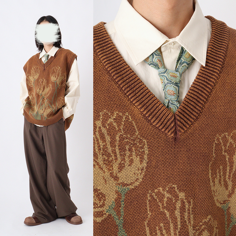 无感官复古男女毛衣背心针织马甲