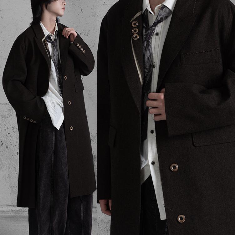 长款羊毛呢子小众原创设计大衣