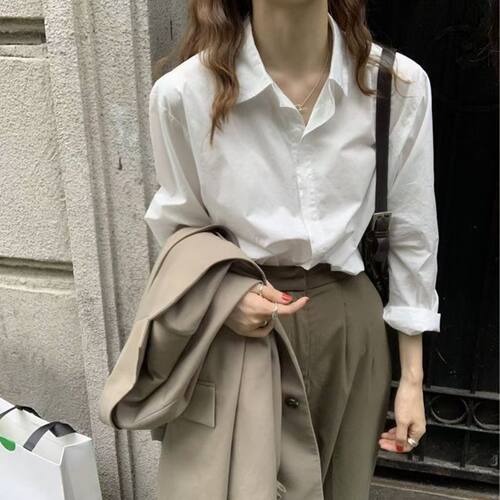 长袖白色衬衫女春季2025新款法式内搭外穿上衣复古港味职业衬衣