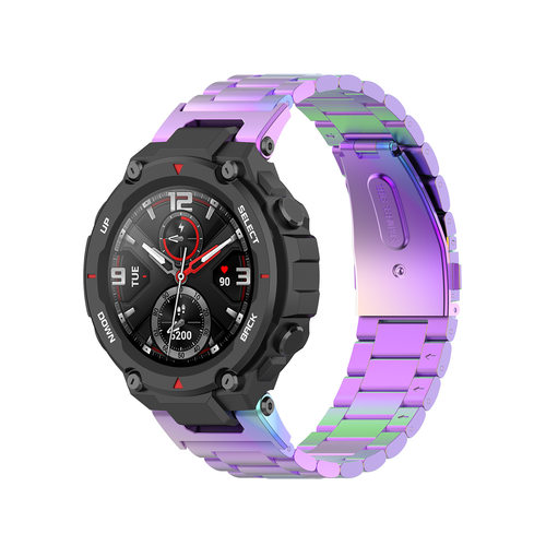 适用华米霸王龙t-rex表带Amazfit trexPRO/2代米兰尼斯金属 三株钢带A2011