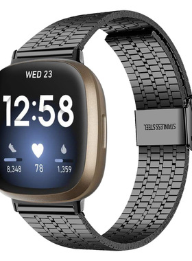 适用fitbit versa4/3/fitbit sense卡扣米兰尼斯表带不锈钢时尚潮流替换腕带