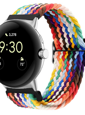 适用谷歌手表表带Google Pixel Watch  1/2/3/4弹力尼龙编织8字滑动可调节