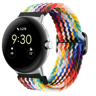 适用谷歌手表表带Google Pixel Watch  1/2/3/4弹力尼龙编织8字滑动可调节