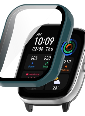 适用华米GTS4 Mini手表带保护壳 跃我Amazfit GTS4mini壳膜一体保护套PC钢化膜替换外壳硅胶腕带全包防摔配件