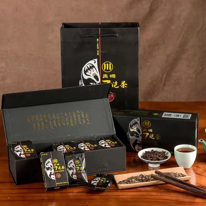 湖北赵李桥茶厂 青砖茶川字茶7泡茶 老字号黑茶 礼品200*2条一提