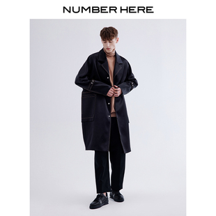 NUMBER HERE丝光面料秋冬季长款大衣外套夹克男款NH24D006