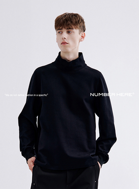NUMBER HERE春秋季内搭纯色长袖圆领小高领T恤男款NH24T180