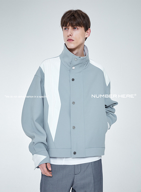 NUMBER HERE【浮冰系列】进口醋酸带弹面料拼接夹克外套NH21Q042