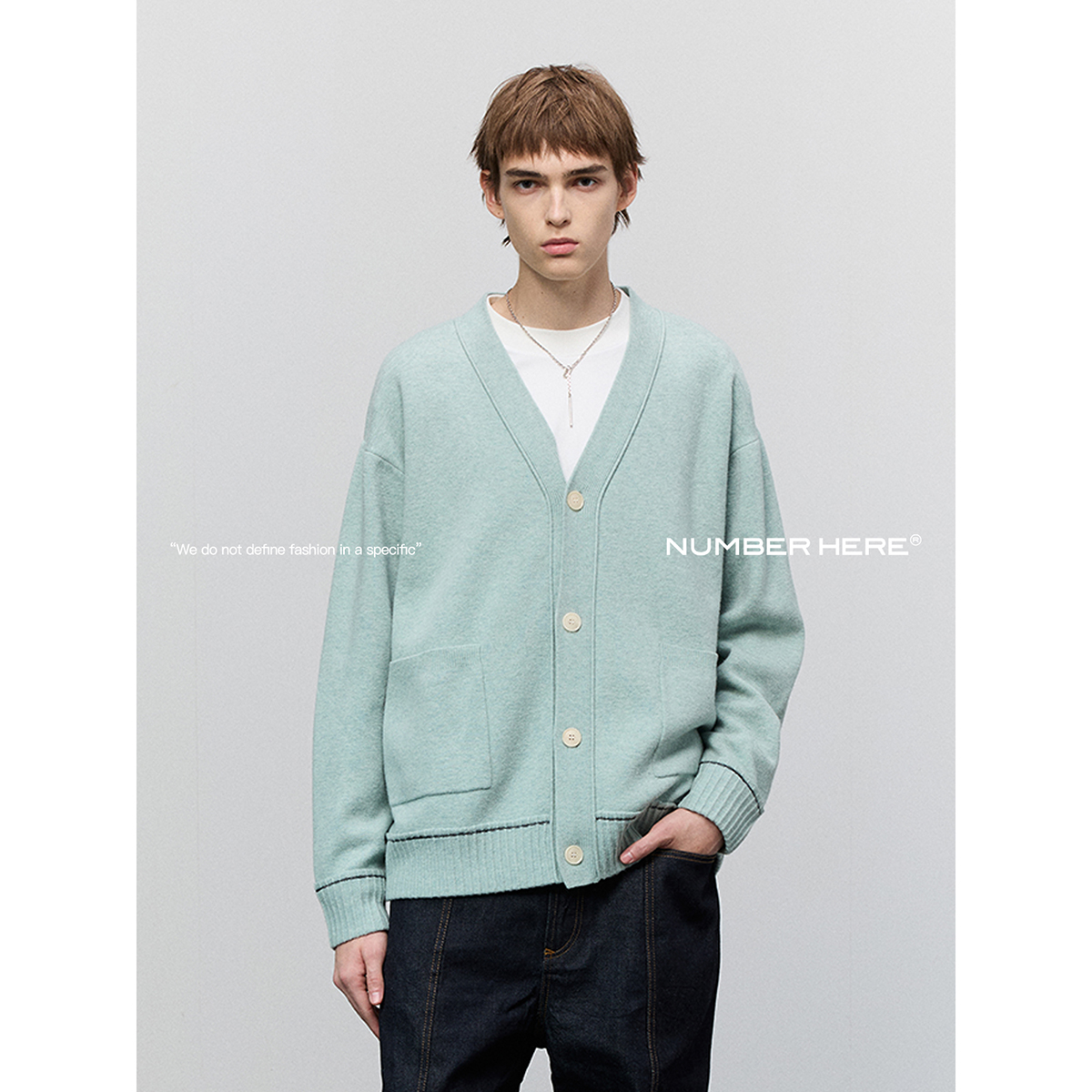 NUMBER HERE美利奴羊毛秋冬季开衫毛衣针织衫男女款NH24M131