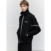 NUMBER HERE三醋酸针织拼接外套弹力运动卫衣夹克
