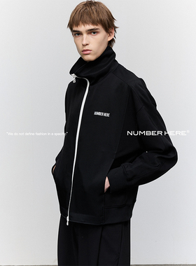 NUMBER HERE三醋酸针织拼接外套弹力运动卫衣夹克