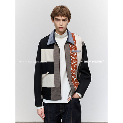 拼接NUMBERHERE千鸟格外套秋冬