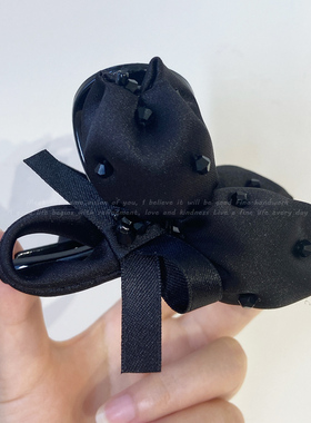 黑色郁金香抓夹大号鲨鱼夹后脑勺盘发发抓发卡发夹气质高级感头饰