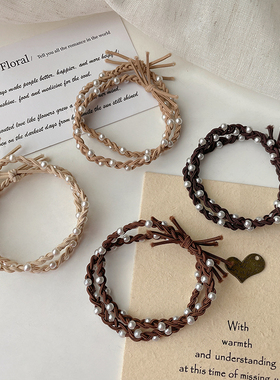 仿珍珠头绳女皮筋扎头扎马尾简约气质高弹力耐用发圈皮套时尚头饰