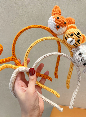 黑色针织毛线猫咪发箍可爱网红2022新款洗脸化妆外出卡通头箍头饰