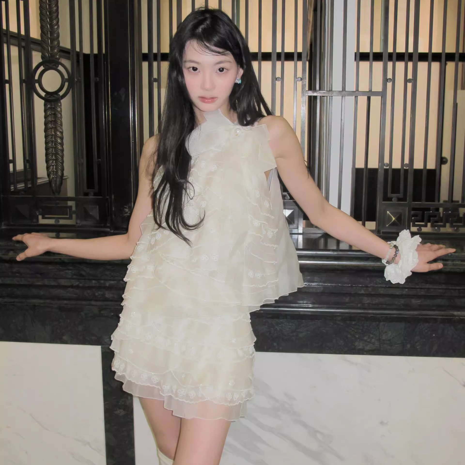 拉飞家商场同款2025夏季新款层叠欧根纱上衣高级感背心吊带外穿女